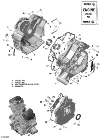 01- Crankcase - 1000R EFI (Except XMR)