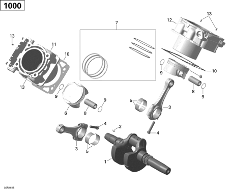01- Crankshaft, Piston and Cylinder - 1000 EFI