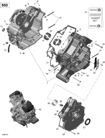 01- Rotax - Crankcase - 850 EFI