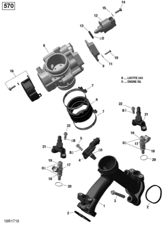 01- Rotax - Air Intake Manifold and Throttle Body - 570 EFI