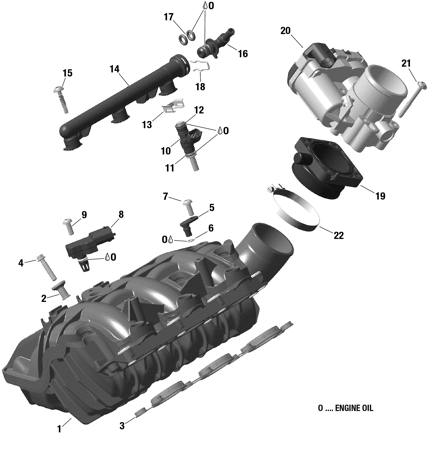 01- Rotax - Air Intake Manifold / Throttle Body - 900 ACE