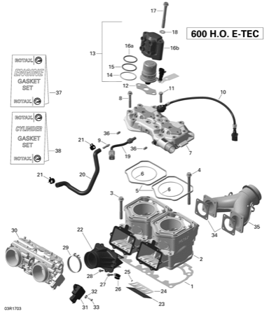 01- Engine - Cylinder and Injection System - 600HO E-TEC