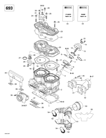 01- Cylinder, Exhaust Manifold, Reed Valve (693)