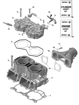 01- Engine - Cylinder And Cylinder Head - 600R E-TEC