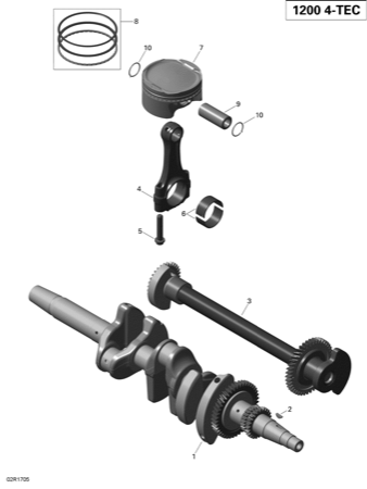 01- Crankshaft, Pistons and Balance Shaft - 1200 iTC 4-TEC