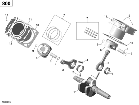 01- Crankshaft, Piston and Cylinder - 800R EFI