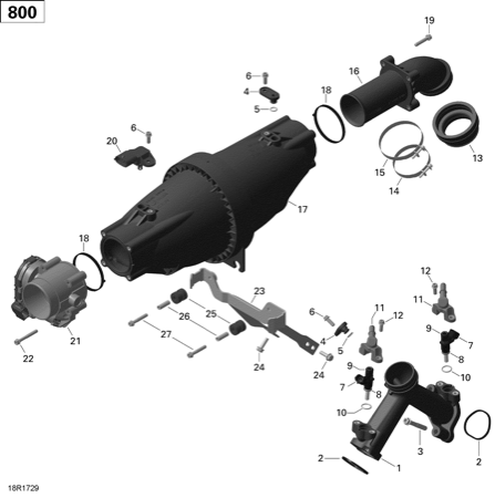 02- Air Intake Manifold and Throttle Body - 800R EFI