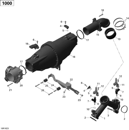 02- Air Intake Manifold and Throttle Body - 1000 EFI